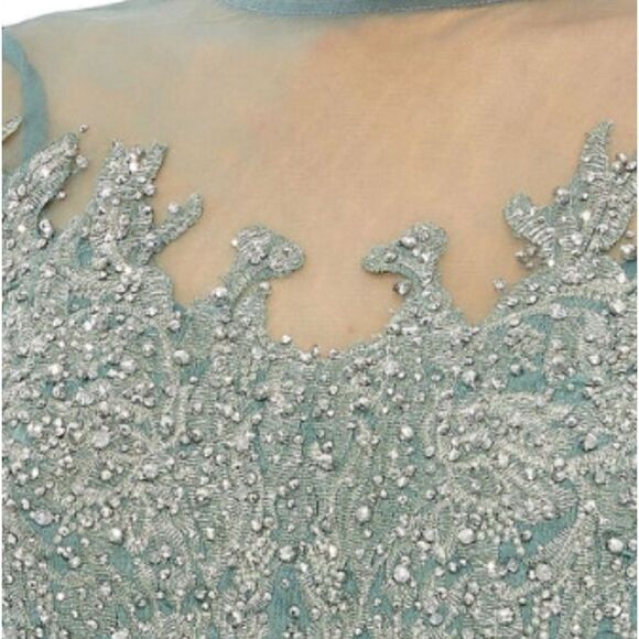 MAC DUGGAL Women’s Embellished Bow Belt Illusion Long Sleeve A-Line Dress in 10 - Picture 9 of 13